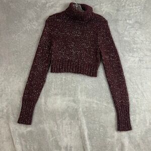 Y2K Guess Cropped Turtleneck Sweater Womens M Mohair Chunky Knit Holiday